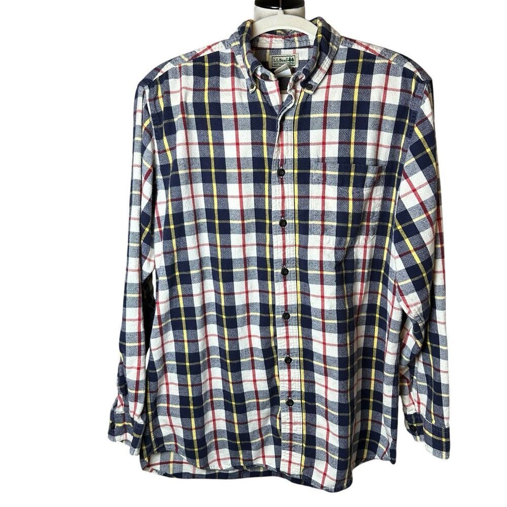 L.L. Bean Plaid Flannel Shirt Men's M Tall | Classic Cotton Button Down Normcore
